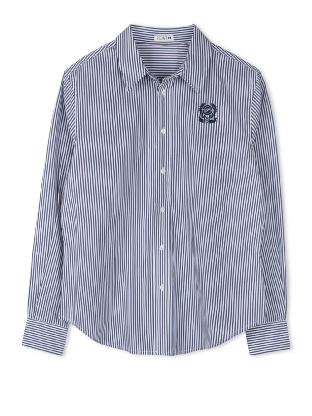 NWT Point Collection Fitted Button Up Shirt Dark Navy Stripe XL